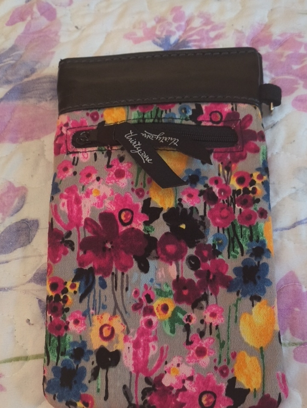 Vera Wang Floral Phone Sleeve in Pink, Yellow & Blue on Gray